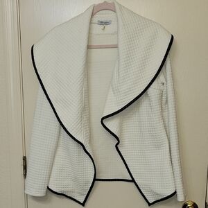 Ivory Quilted Cape Jacket with Dark Trim